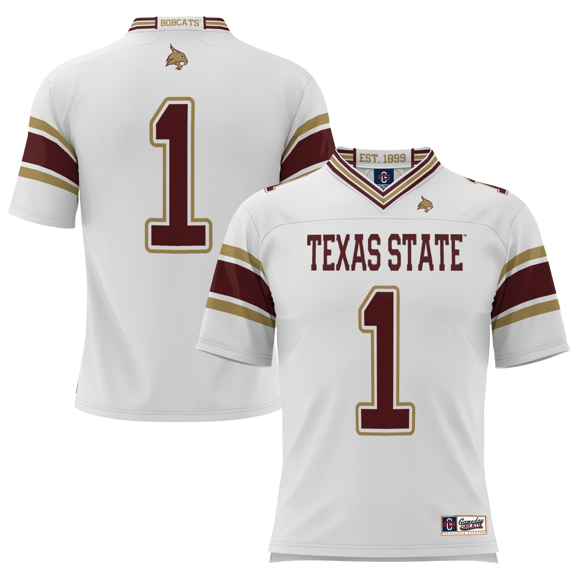 Men's #1 White Texas State Bobcats Endzone Football Jersey