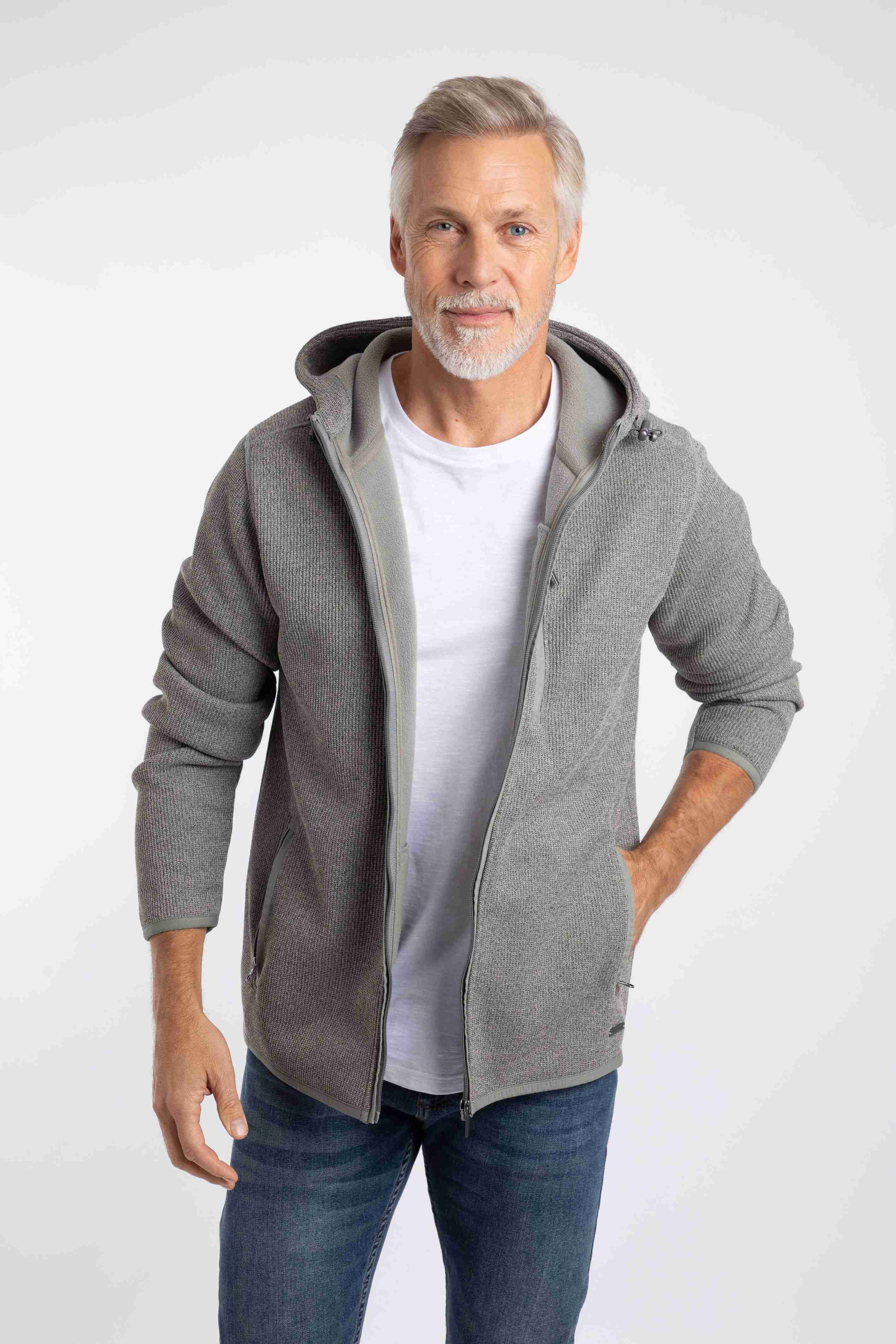 Lockie Full Zip Bonded Fleece Hoodie Limestone