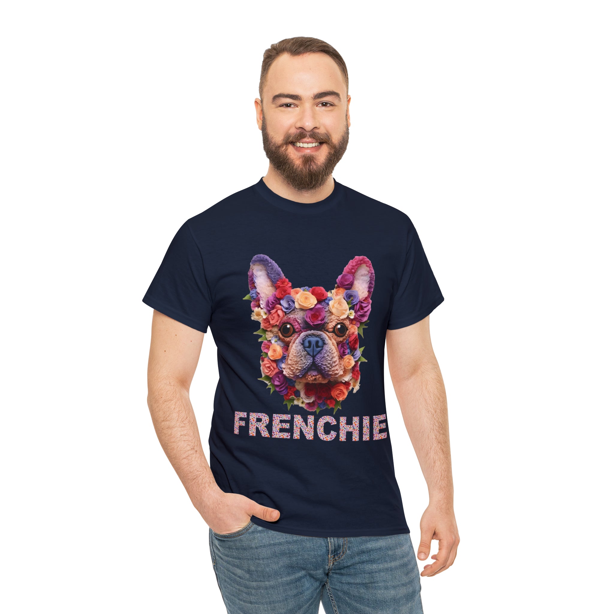 French Bulldog Flowers Unisex Cotton T Shirt Frenchie Pet Item