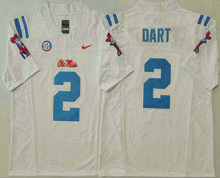 Men's None White 2025 team authorized Jaxson Dart #2 away jersey