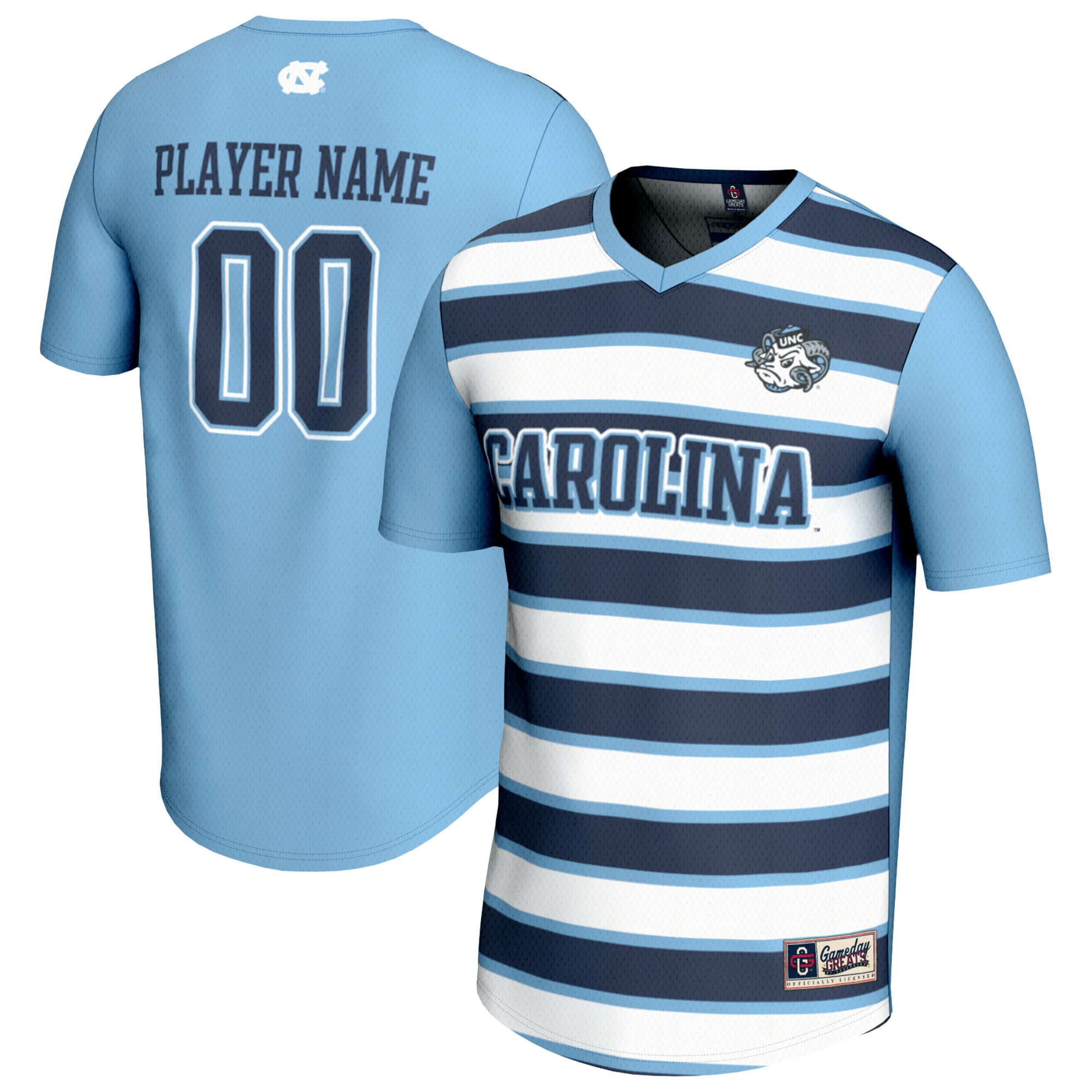 [NJP] North Carolina Tar Heels GameDay Greats Unisex NIL Pick-A-Player Collegiate Women's Soccer Lightweight Fashion Jersey - Carolina Blue/Navy