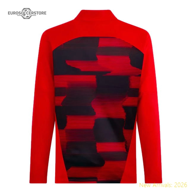 Best-Selling 2024-2025 Ac Milan Prematch 1/4 Zip Top (Red)