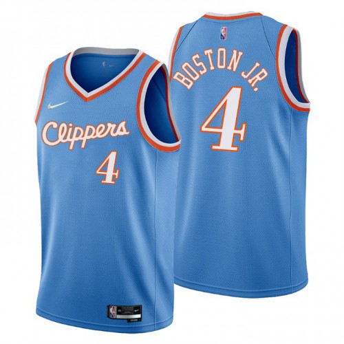 Los Angeles Los Angeles Clippers #4 Brandon Boston Jr. Mens Nike Blue 2021/22 Swingman NBA Jersey ¨C City Edition Mens