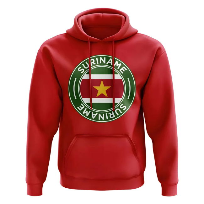 Exclusive-Design Collector'S-Item Suriname Football Badge Hoodie (Red)
