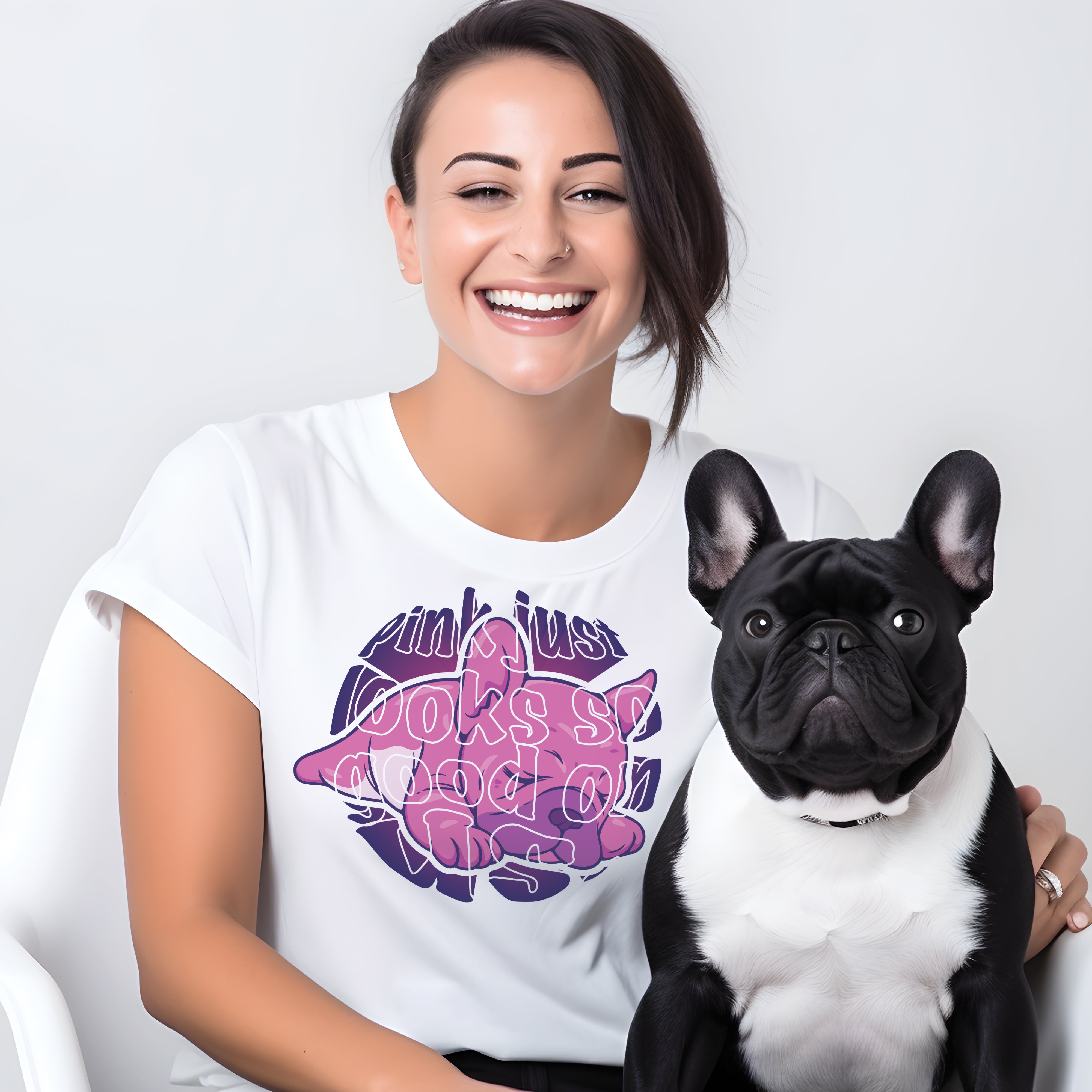 A Pink Frenchie's World - Dog Owner Unisex T-shirt Frenchie Themed Wear