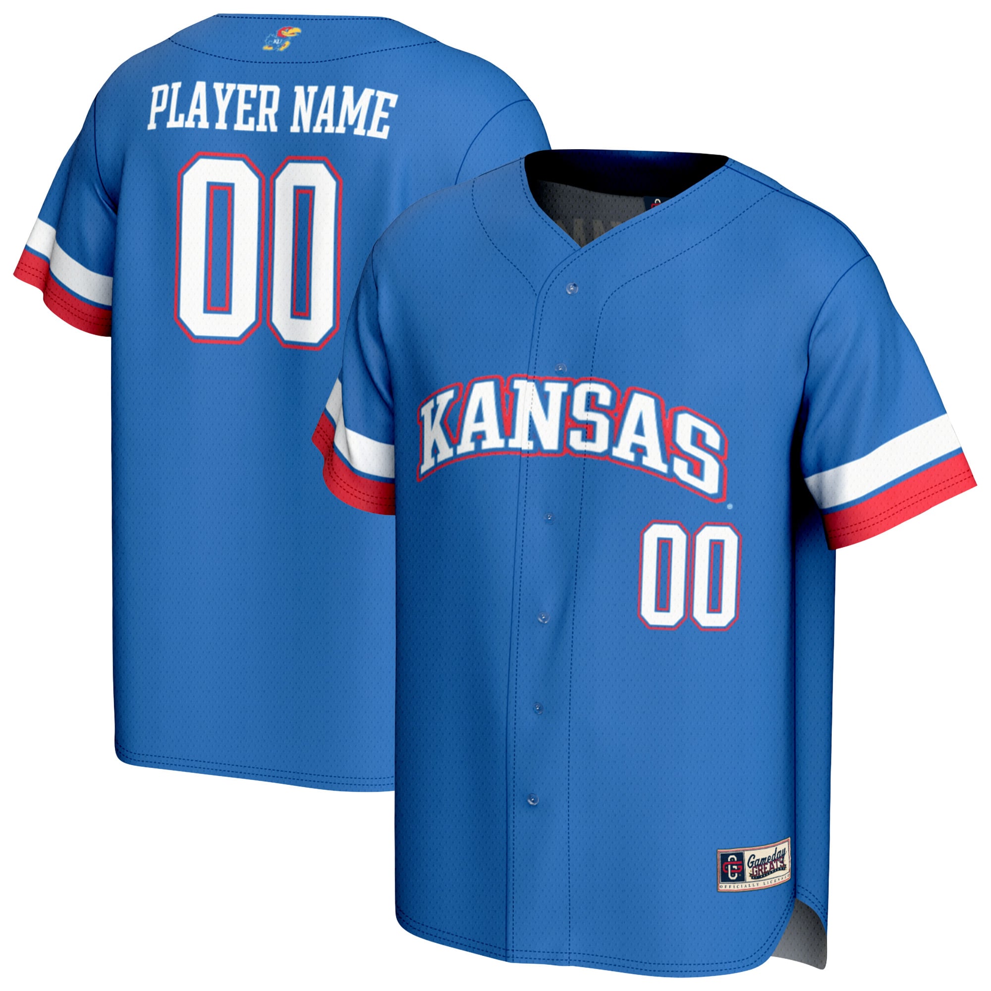 Kansas Jayhawks GameDay Greats Youth NIL Pick-A-Player Lightweight Baseball Jersey - Royal
