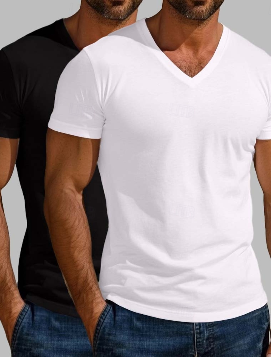 2PCS Men's Cotton Blend T Shirt Tee Top Short Sleeve V Neck Summer All