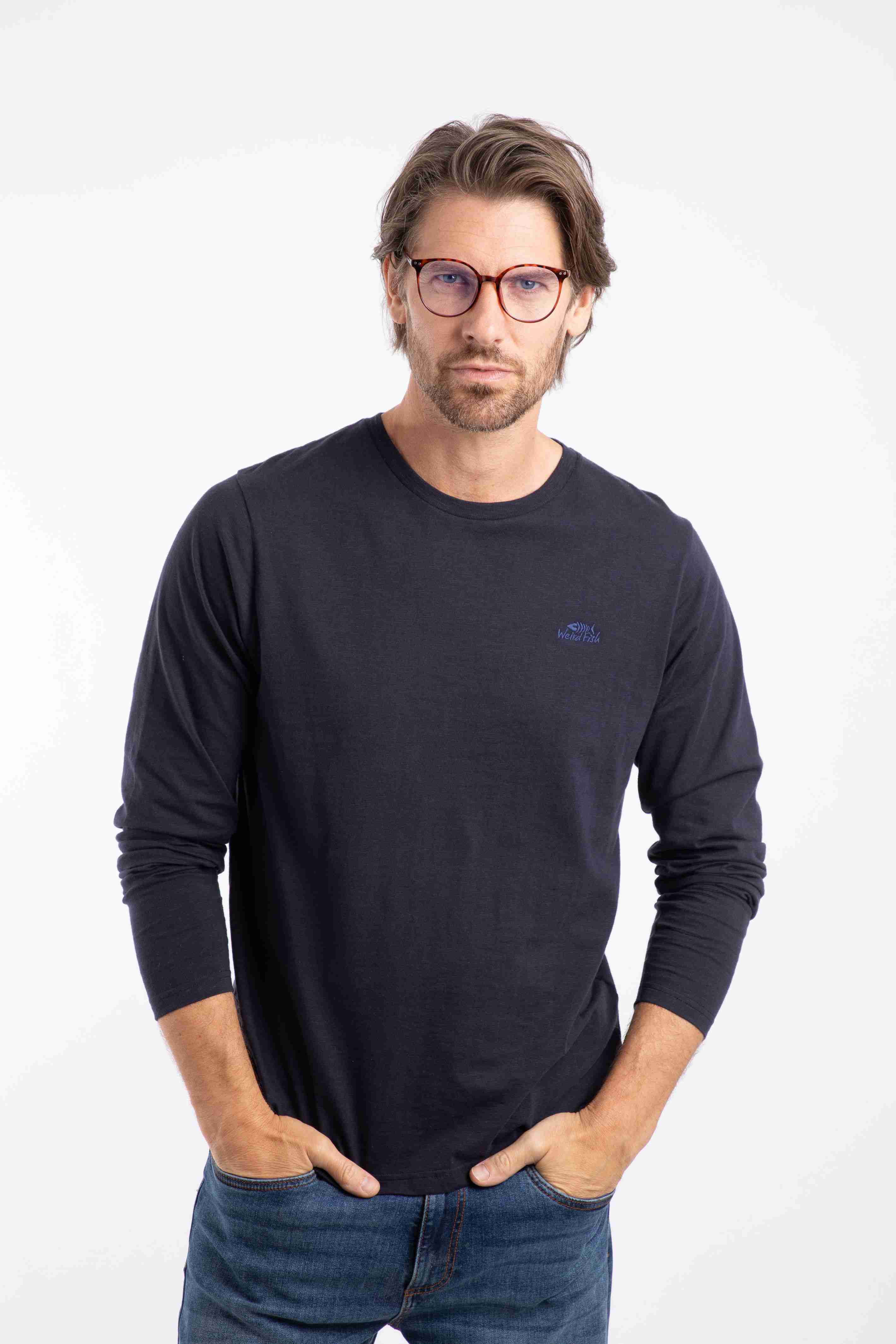 Fins Branded Long Sleeve T-Shirt Midnight