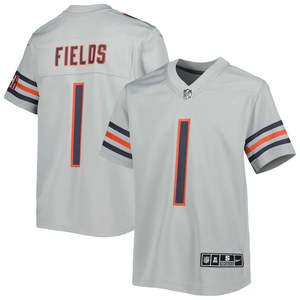 None Justin Fields Game Jersey - Gray | NFL Player Jersey | NFL Footba