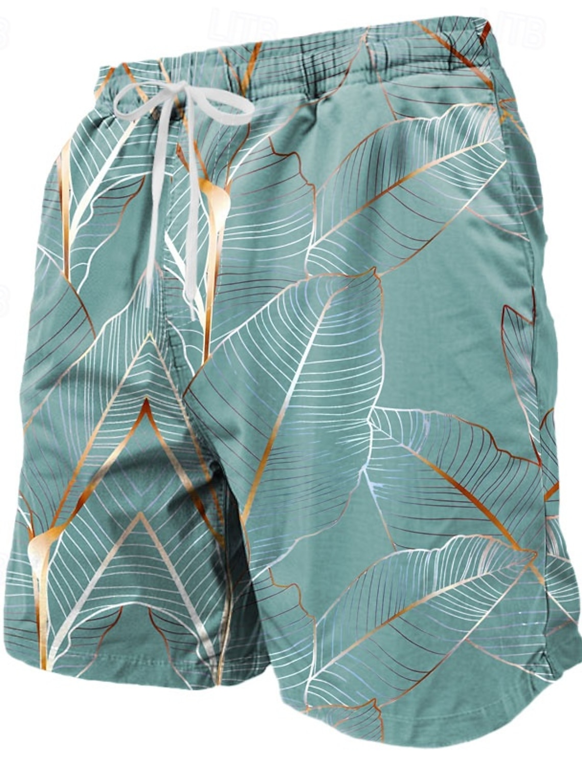 Men's Palm Leaf Tropical Plants Swim Trunks Swim Shorts Board Shorts Mid Waist Tropical Streetwear Hawaiian Vacation Drawstring Mesh Lining Elastic Waist Designer Clothing Apparel