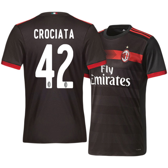 Breathable AC Milan Third 201718 Giovanni Crociata 42 Soccer Jersey