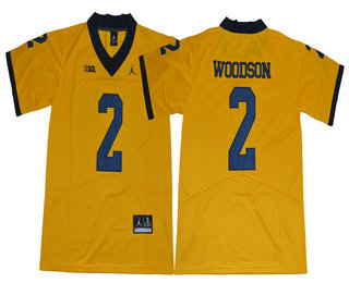 Men's UM Wolverines Charles Woodson #2 college football Yellow 2017