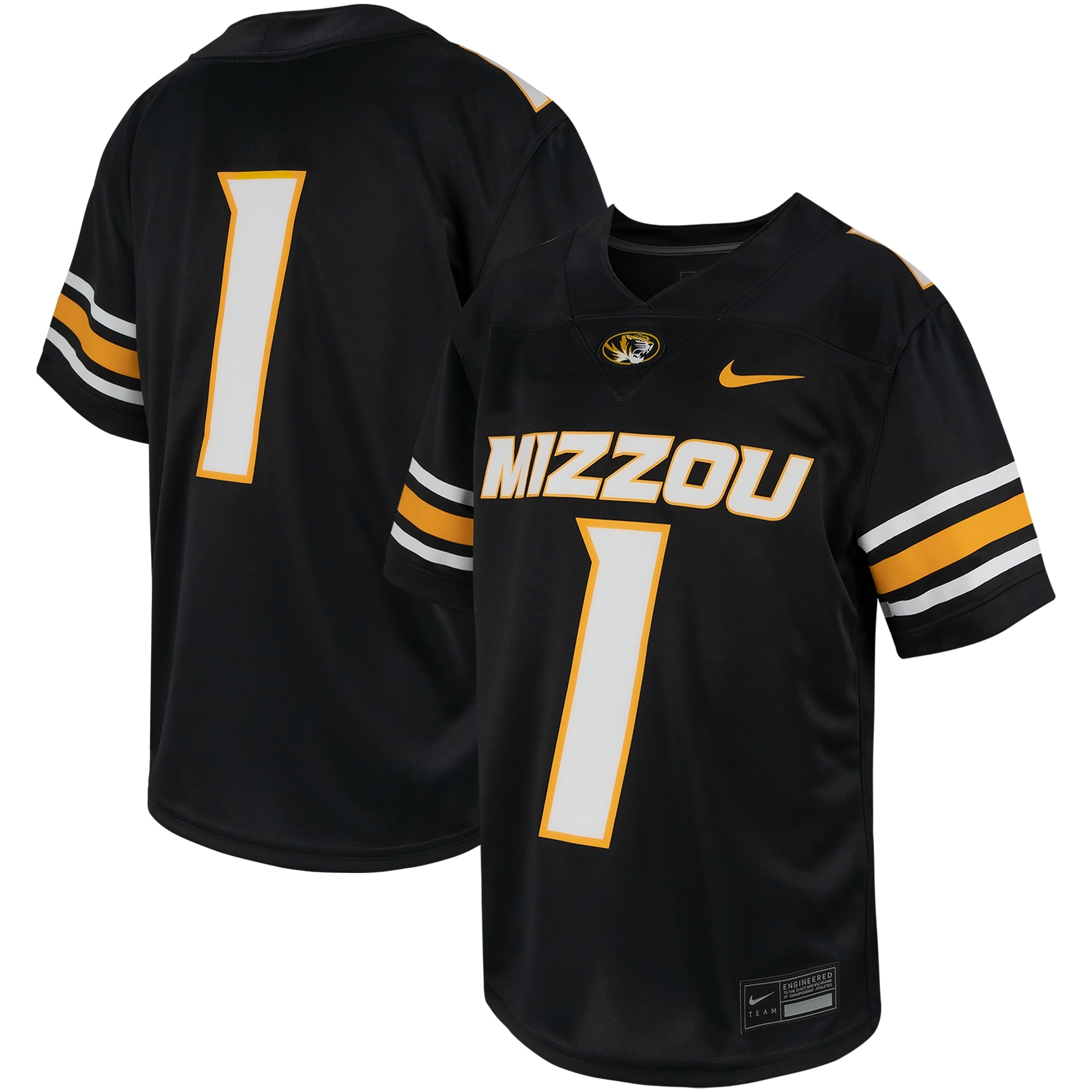 #1 Missouri Tigers Nike Youth Untouchable Replica Game Jersey - Black
