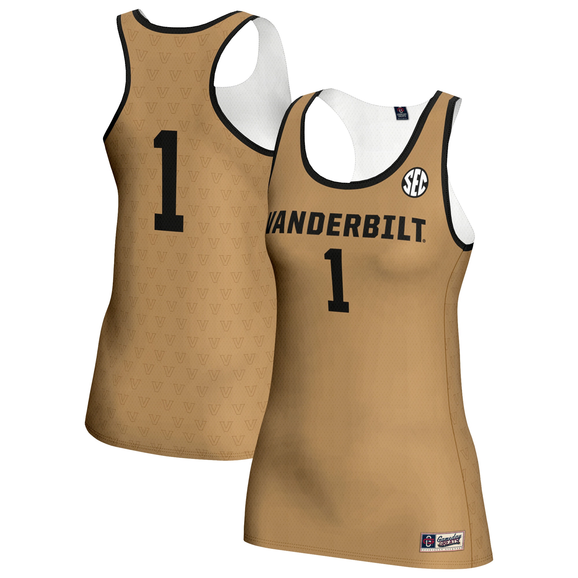 [NJP] Vanderbilt Commodores GameDay Greats Women's Volleyball Lightweight Fashion Jersey - Gold