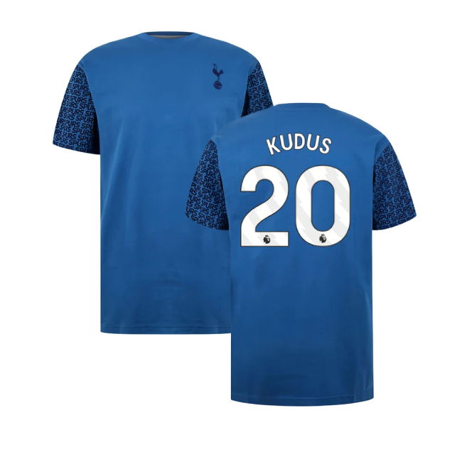Licensed Spurs Tottenham Hotspur Graphic T Shirt Blue Kudus #20 Pro...