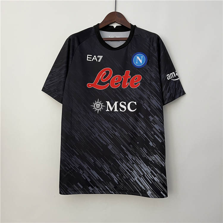 Breathable Napoli 2324 Soccer Shirt Third Black Football Shirt