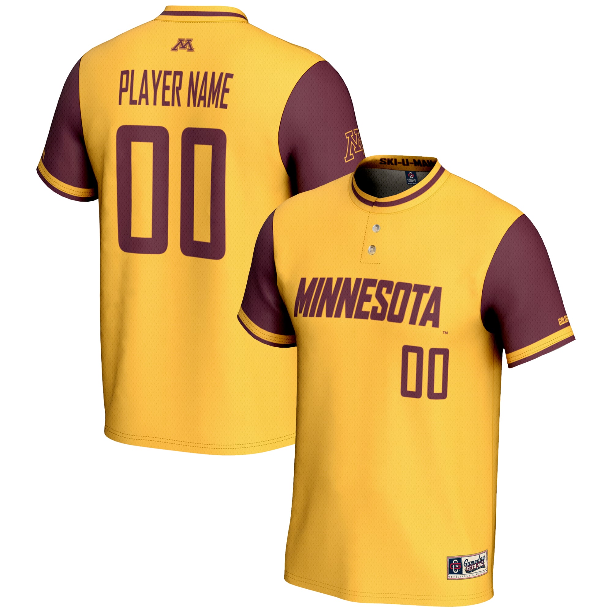 Minnesota Golden Gophers GameDay Greats Unisex NIL Pick-A-Player Lightweight Softball Jersey - Gold