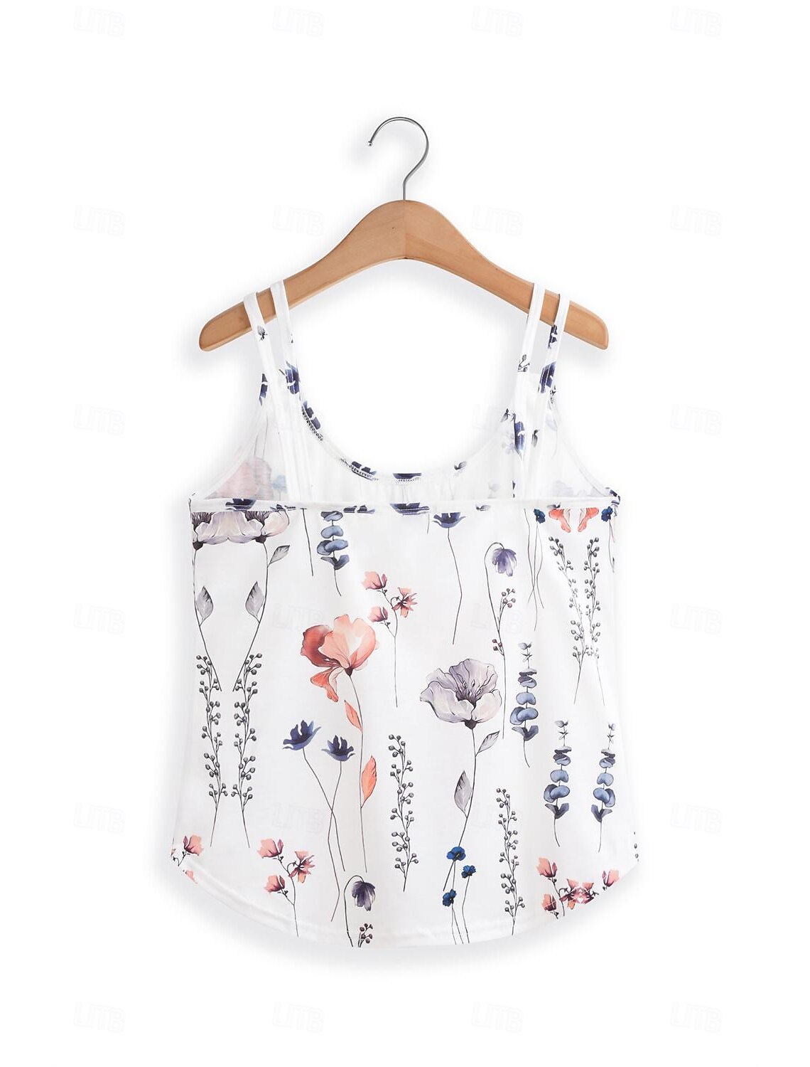 Women's Floral Print Tank Top Pink Blue Sleeveless Adjustable Straps Casual Summer Beachwear Flowy Loose Fit