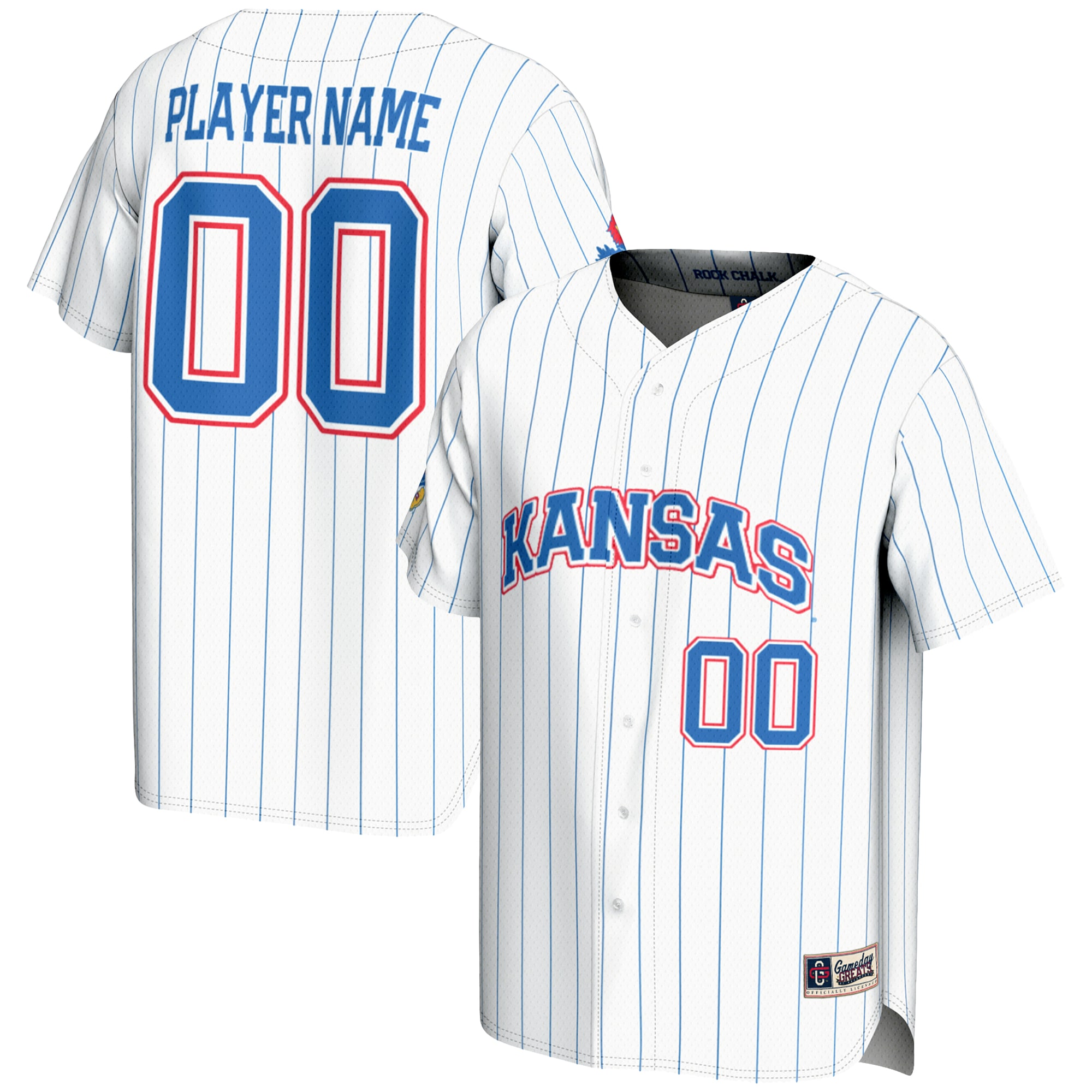 [NJP] Kansas Jayhawks GameDay Greats Youth NIL Pick-A-Player Lightweight Baseball Jersey - White