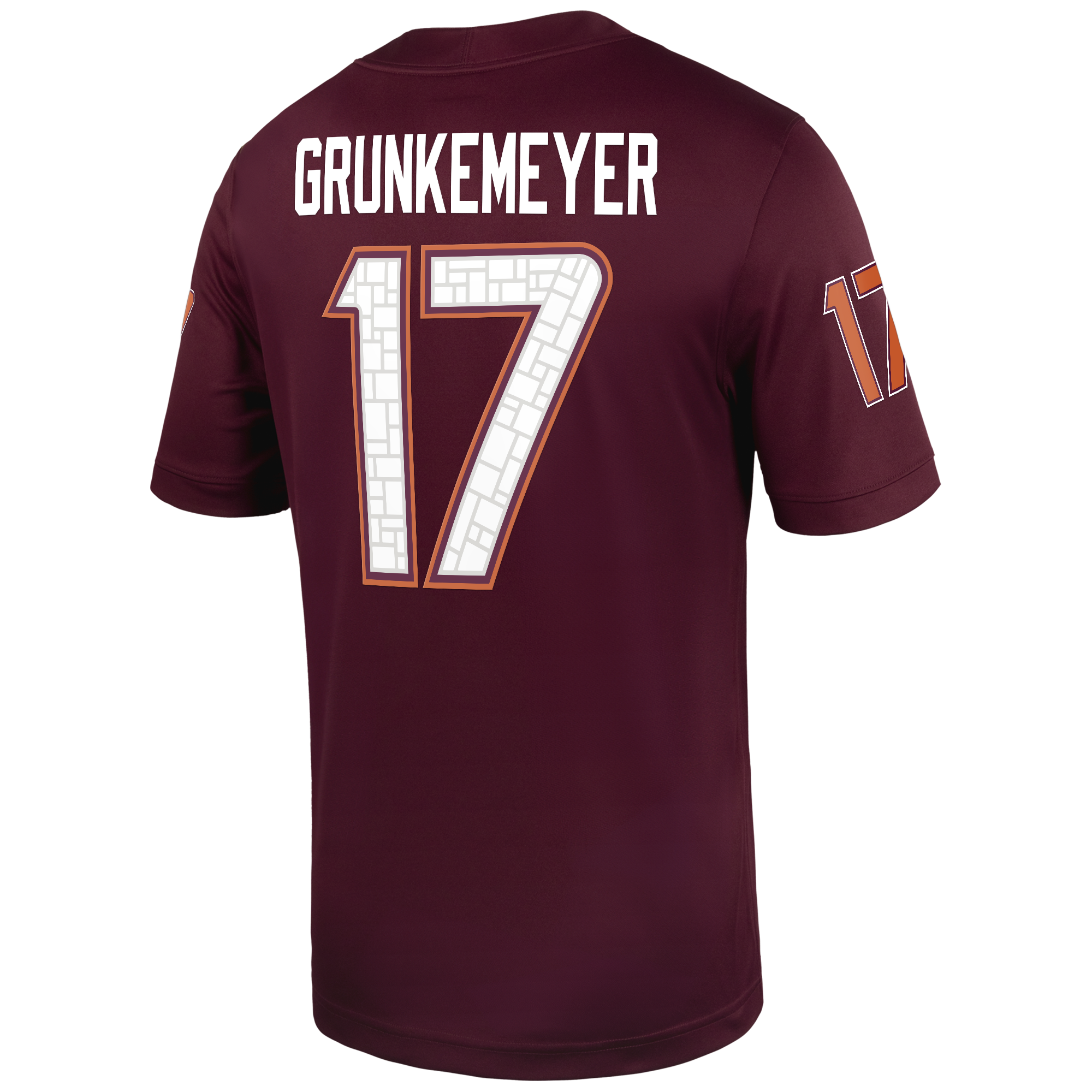 [NJP] Ethan Grunkemeyer Virginia Tech Hokies Home Game Jersey - Maroon