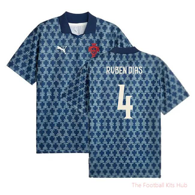 2025-2026 Portugal ftblNRGY+ Retro Jersey (Persian Blue) (Ruben Dias 4)