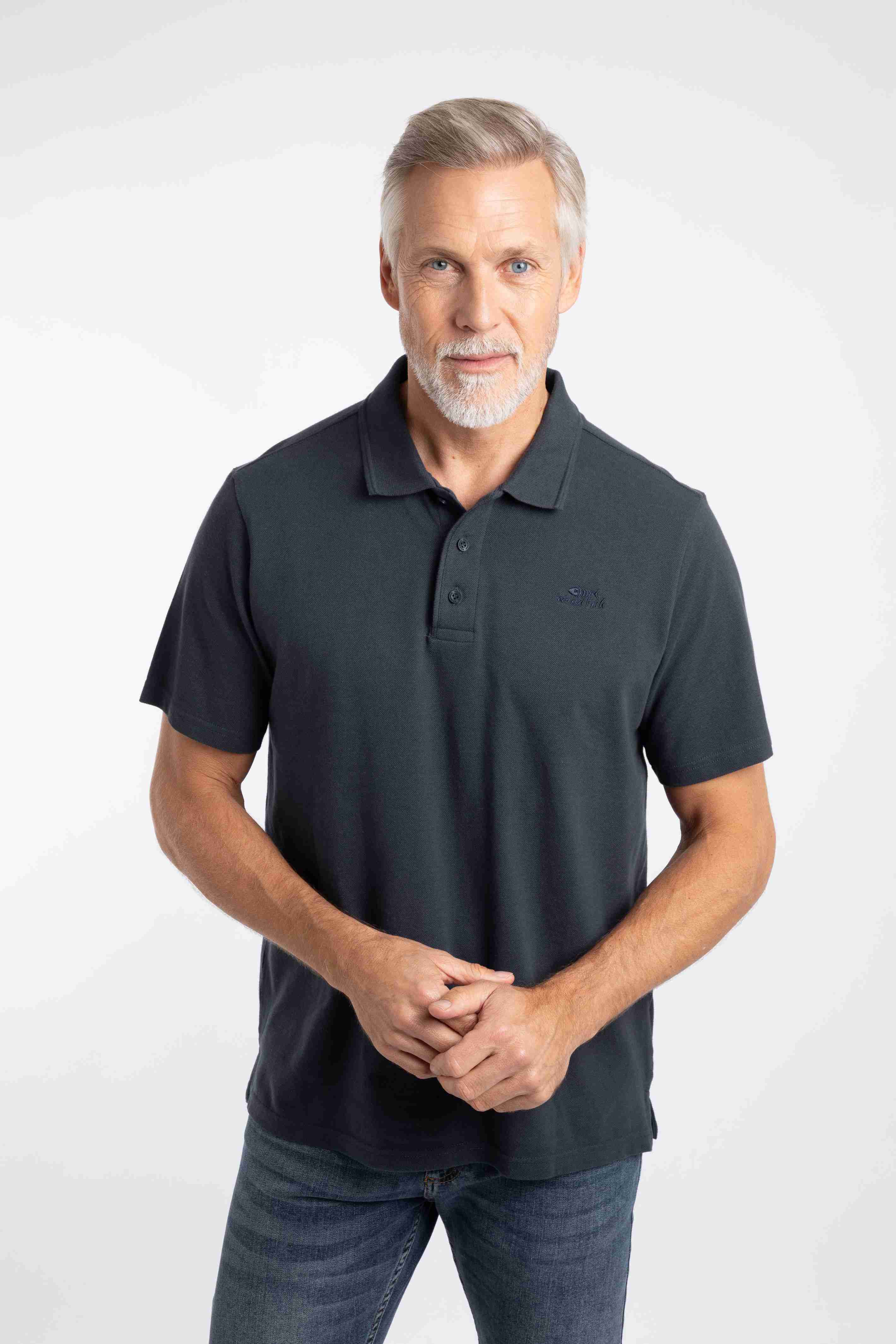Giles Pique Polo Shirt Navy