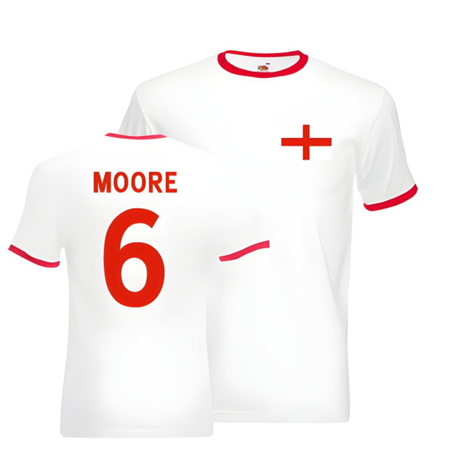 Bobby Moore England Ringer Tee (white-red)