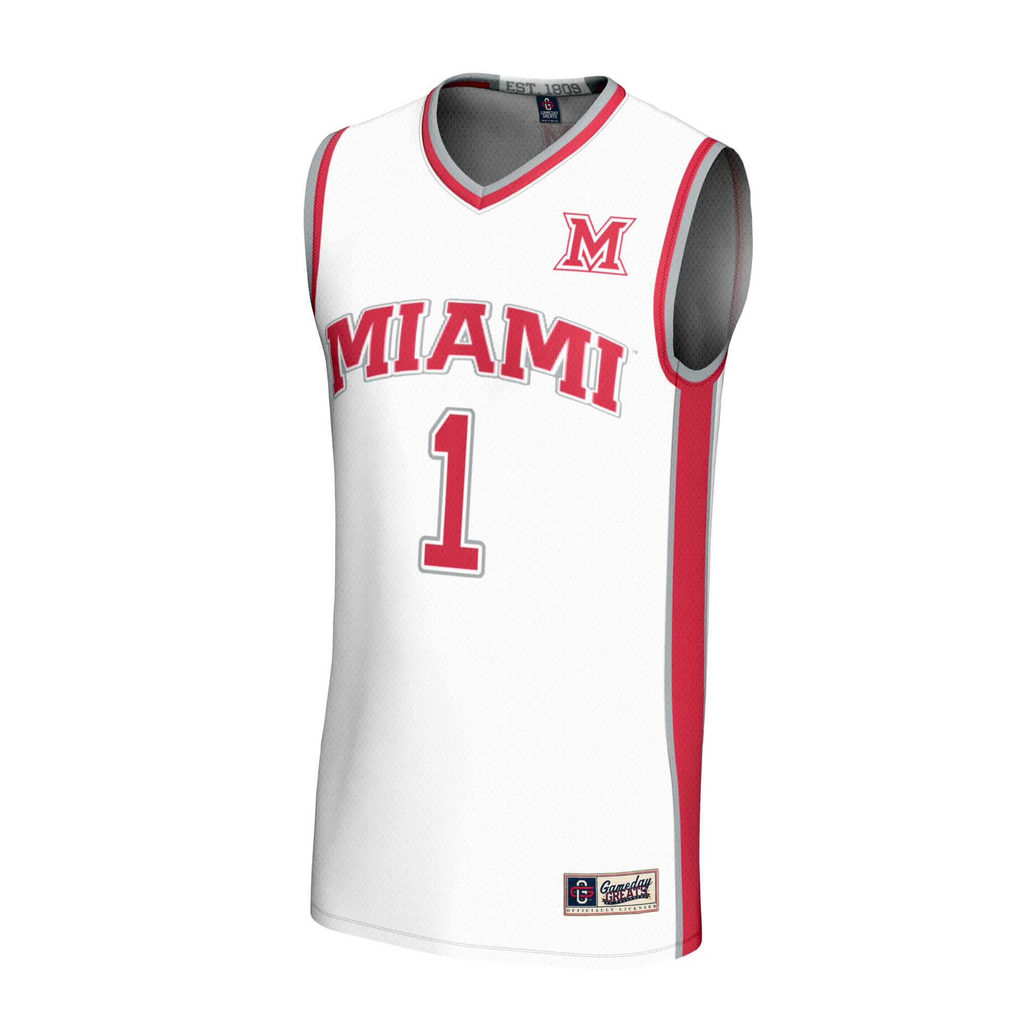 [DDG] Miami University RedHawks GameDay Greats Unisex Lightweight Collegiate Basketball Fashion Jersey - White