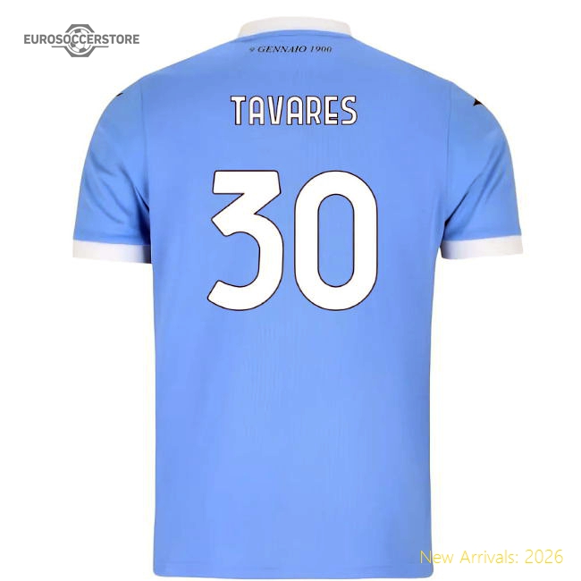 2025-2026 Ss Lazio Home Shirt (kids) (tavares 30) - Supporter Edition