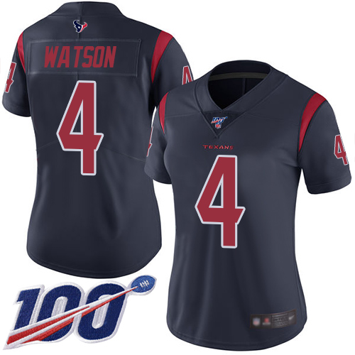 NFL H T Texans #4 Deshaun Watson Navy Limited Jersey - High Quality
