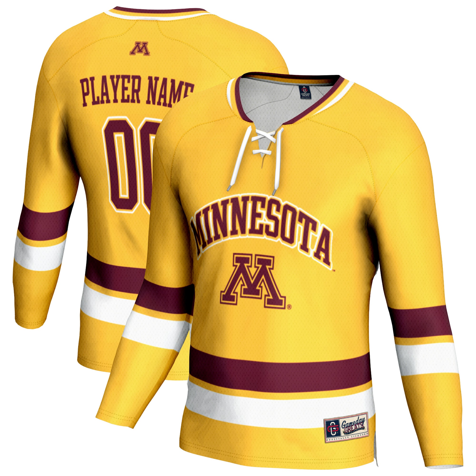 [NJP] Minnesota Golden Gophers GameDay Greats Unisex NIL Pick-A-Player Men's Hockey Lightweight Jersey - Gold