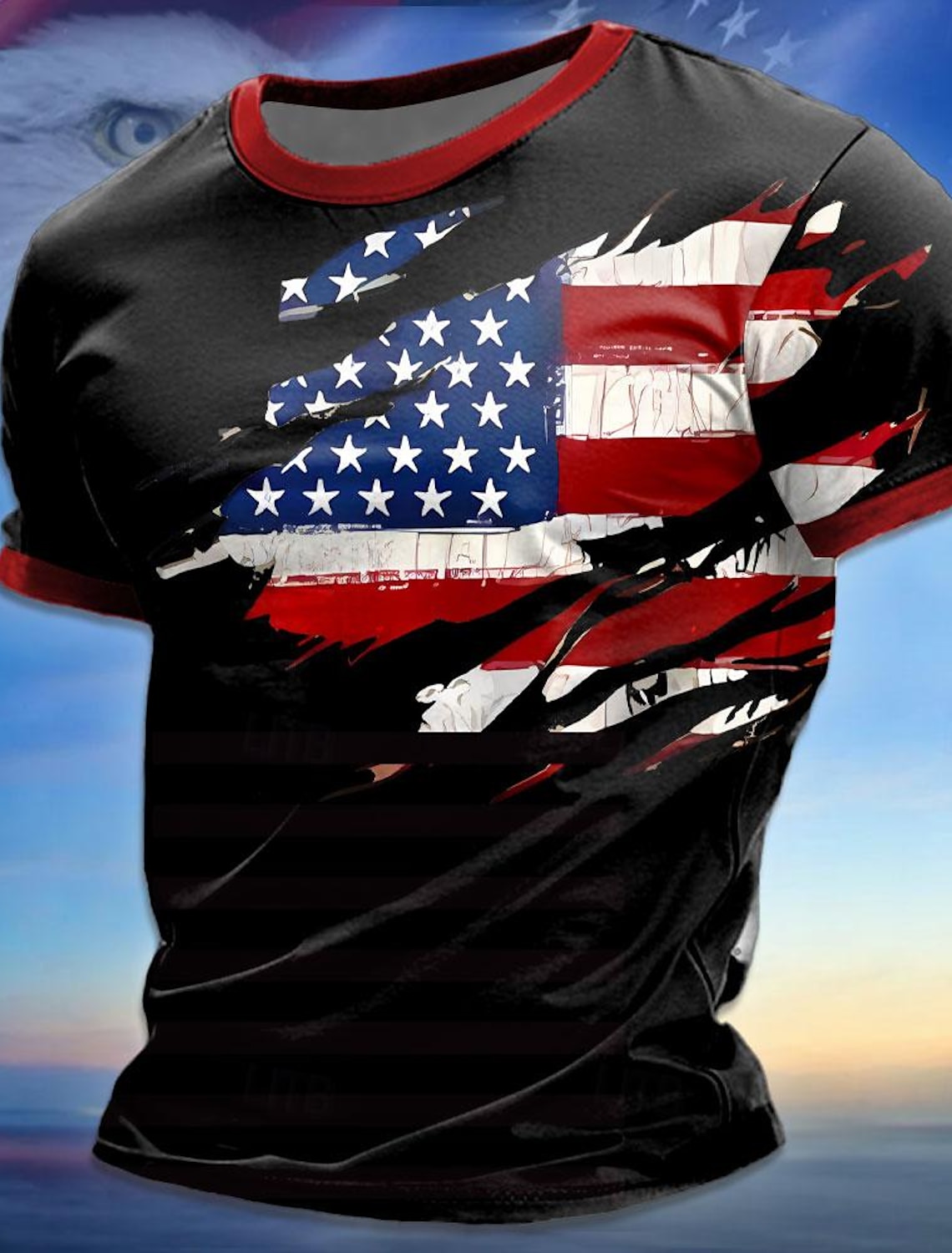 4th of July 2026 250th Memorial Day Men's Patriotic Patriot 3D Print American Flag Veteran Crew Neck Short Sleeve T-Shirt Street