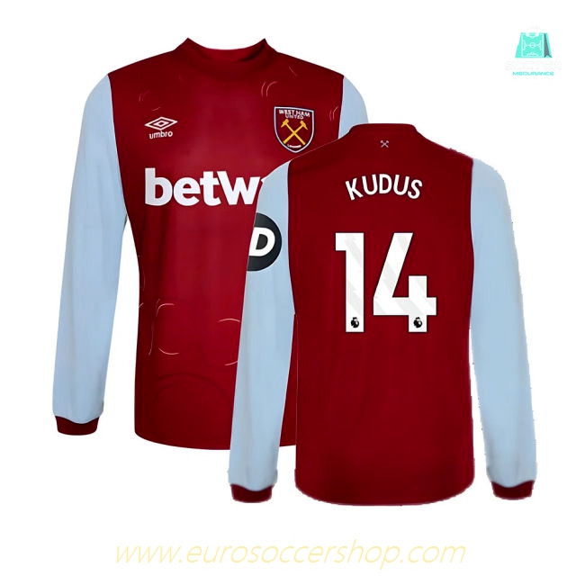 2023-2024 West Ham Long Sleeve Home Shirt (Kudus 14)