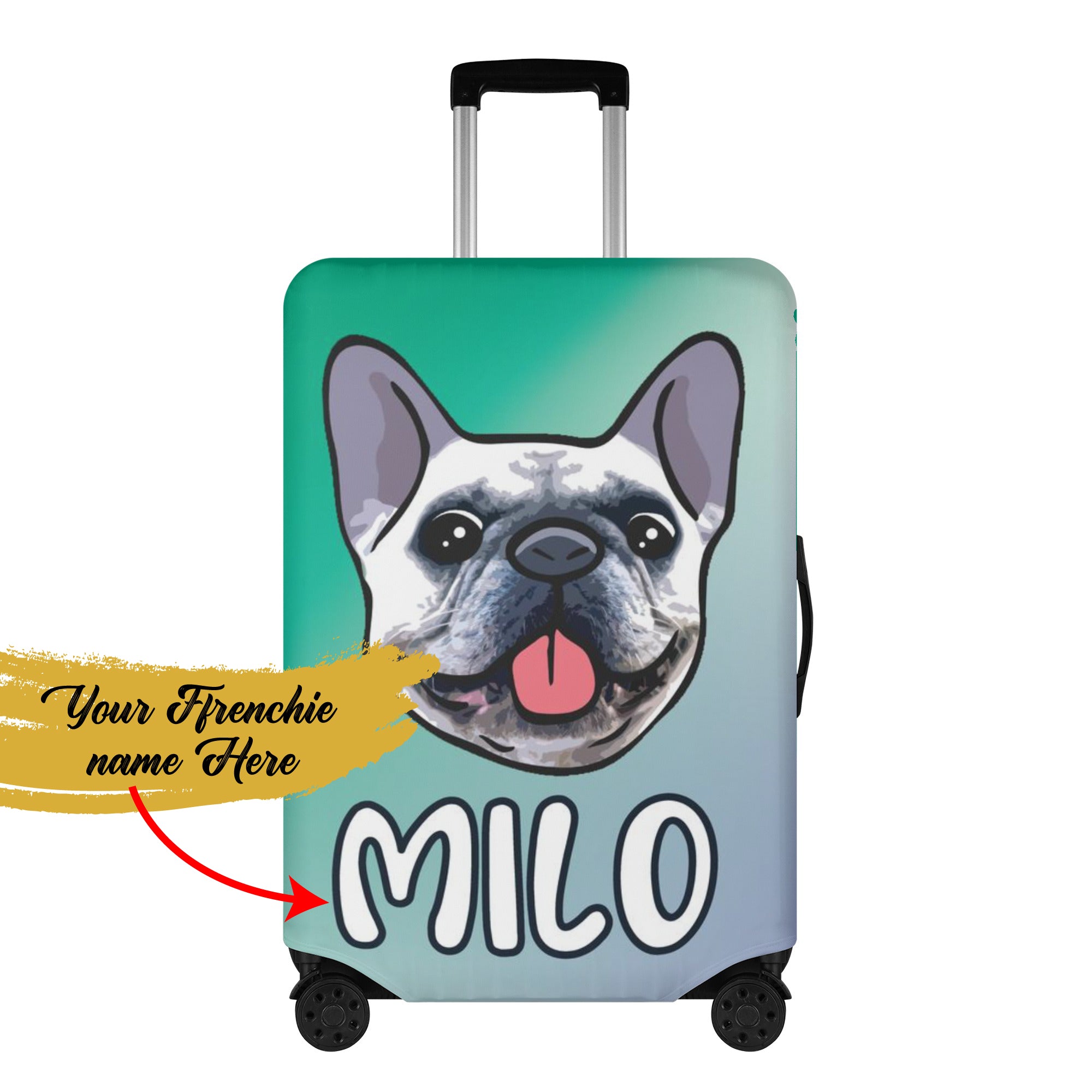Frenchie-Fan Personalized Luggage Cover With Frenchie Name - Luggage ...