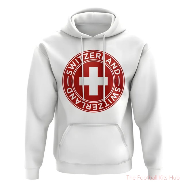 Men Switzerland Football Badge Hoodie (White)
