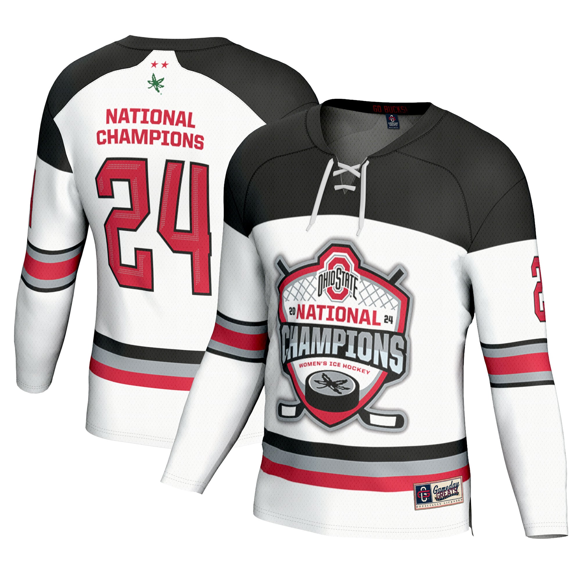 Ohio State Buckeyes GameDay Greats Unisex 2024 NCAA Women's Ice Hockey National Champions Fashion Jersey - White