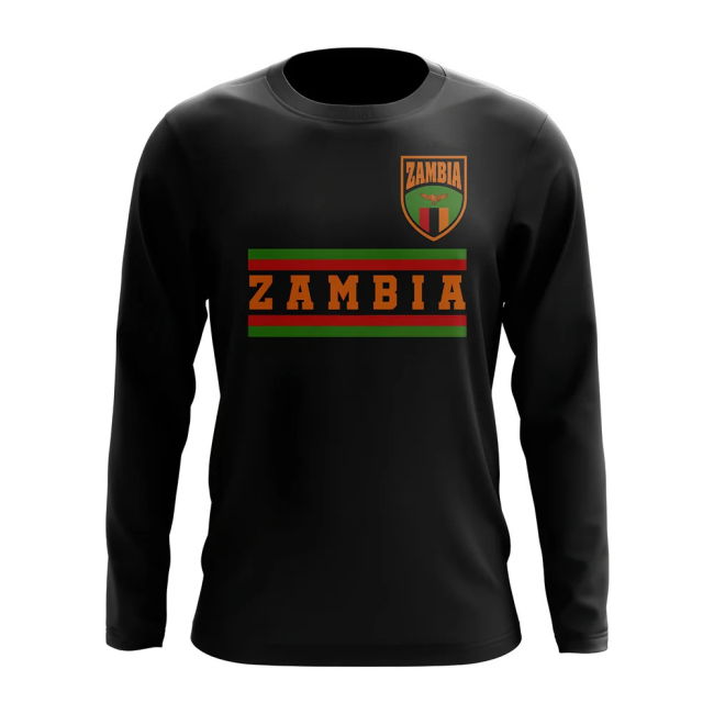 Zambia Core Football Country Long Sleeve T-Shirt (Black)