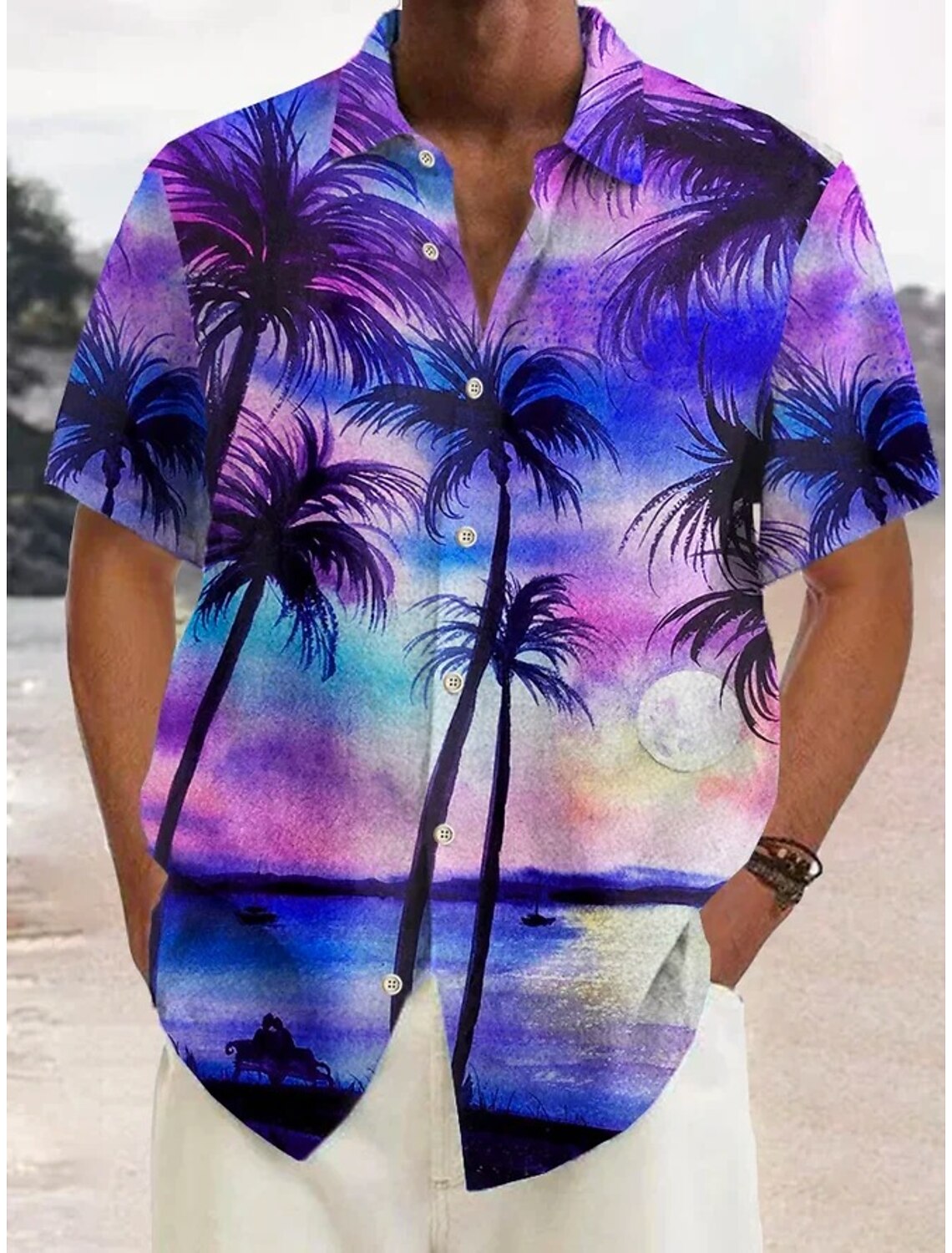 Men's Tie Dye Shirt Button Up Short Sleeve Tropical Fashion Streetwear