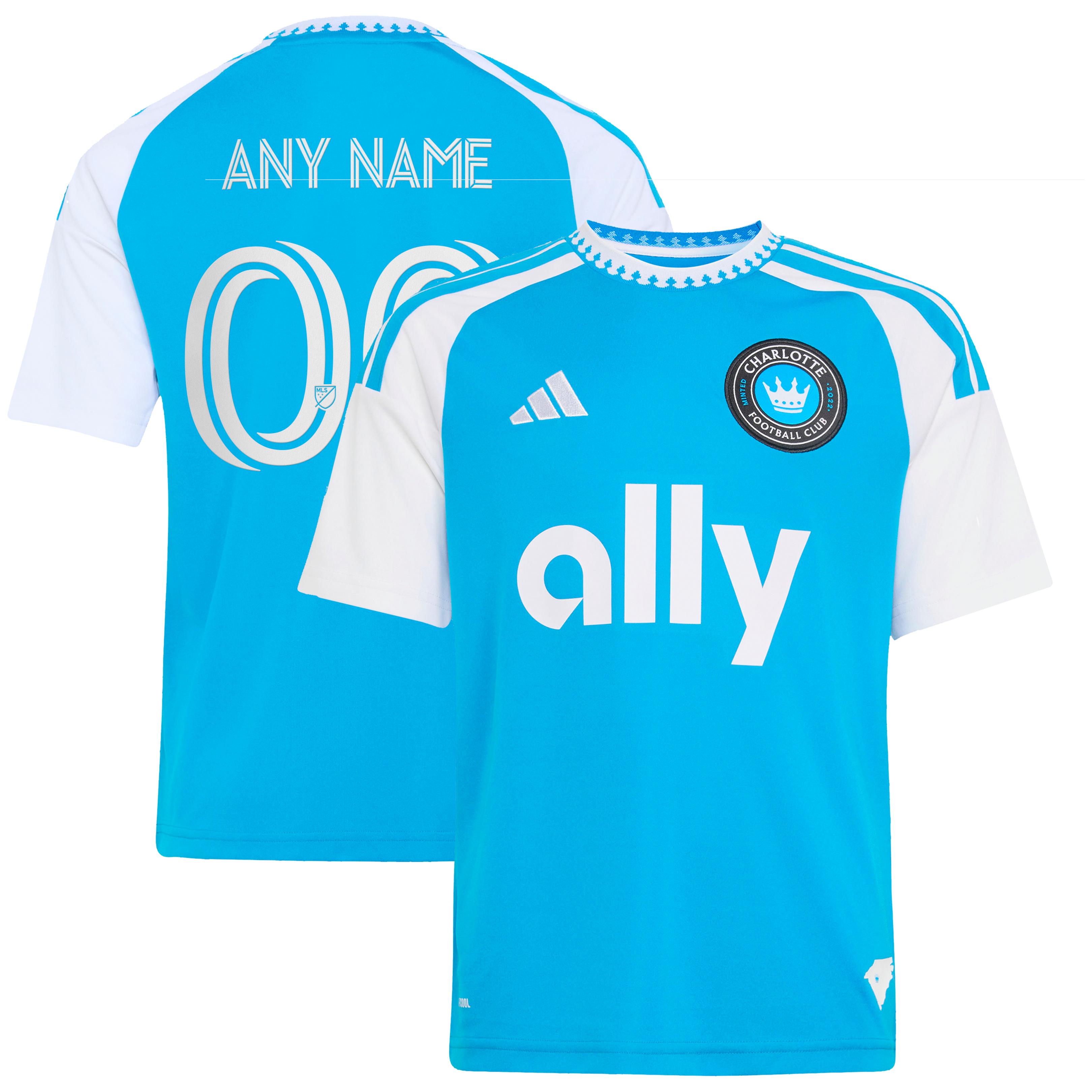 [SJH] Charlotte FC Youth 2026 Carolina Kit: Crowns Up Replica Custom Jersey - Blue