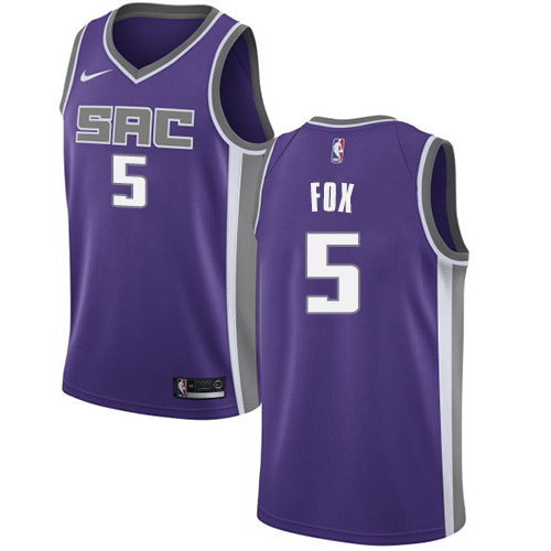 Nike Sacramento Kings #5 DeAaron Fox Purple Youth NBA Swingman Icon Edition Jersey Youth