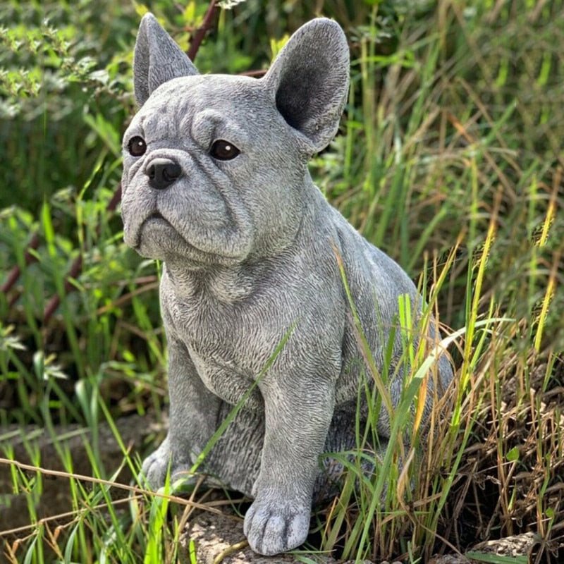 Casual French Bulldog Statue Garden Decor Sculpture For Dog Lovers