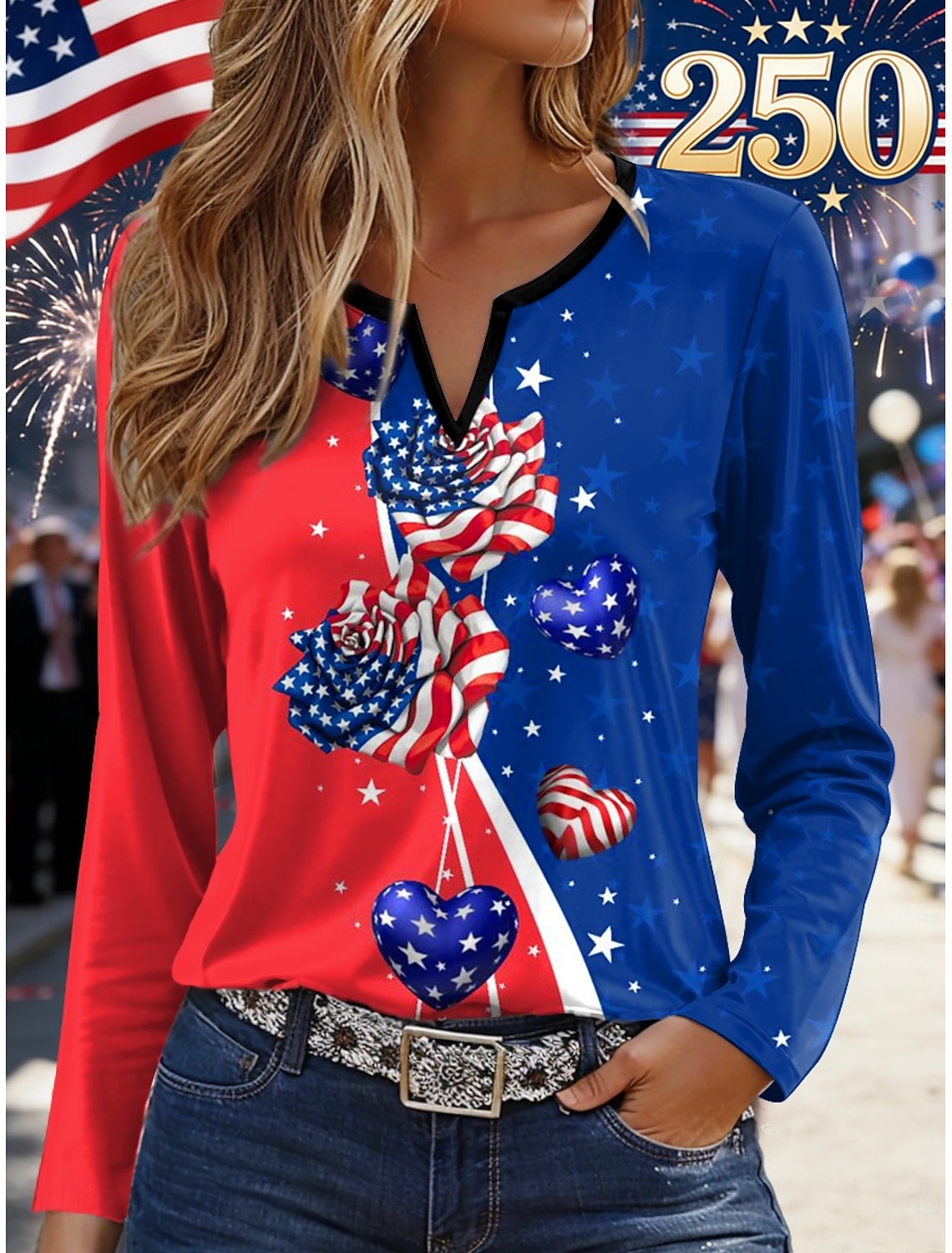American Independence Day Women's Shirt Short Sleeve Graphic Flag Vintage Stylish Casual Sleeveless Shirt Collar Regular Tops Daily Blue White Light Blue Summer Spring