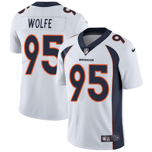 Official NFL W D B Broncos #95 Derek Wolfe White Limited Jersey
