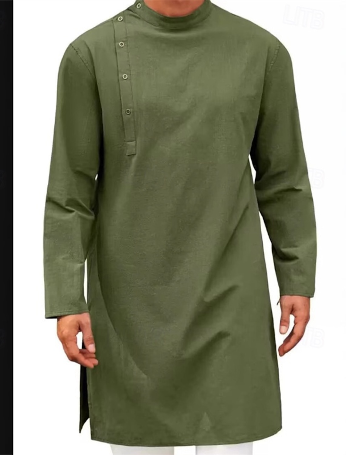 Men's Loungewear Nightgown Nightshirt Plain Stylish Comfort Home Daily Cotton Breathable Stand Collar Long Sleeve Spring Fall Black White