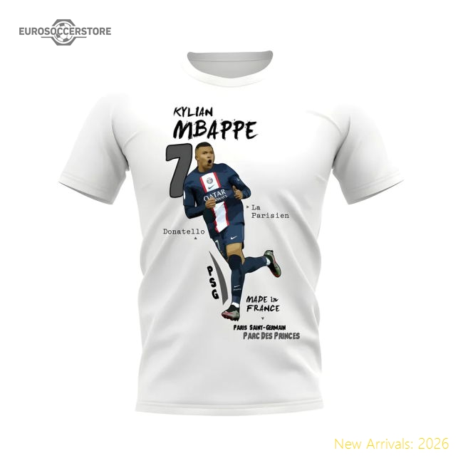 Premium-grade Kylian Mbappe Paris Sg Graphic Supporter Tee (white)