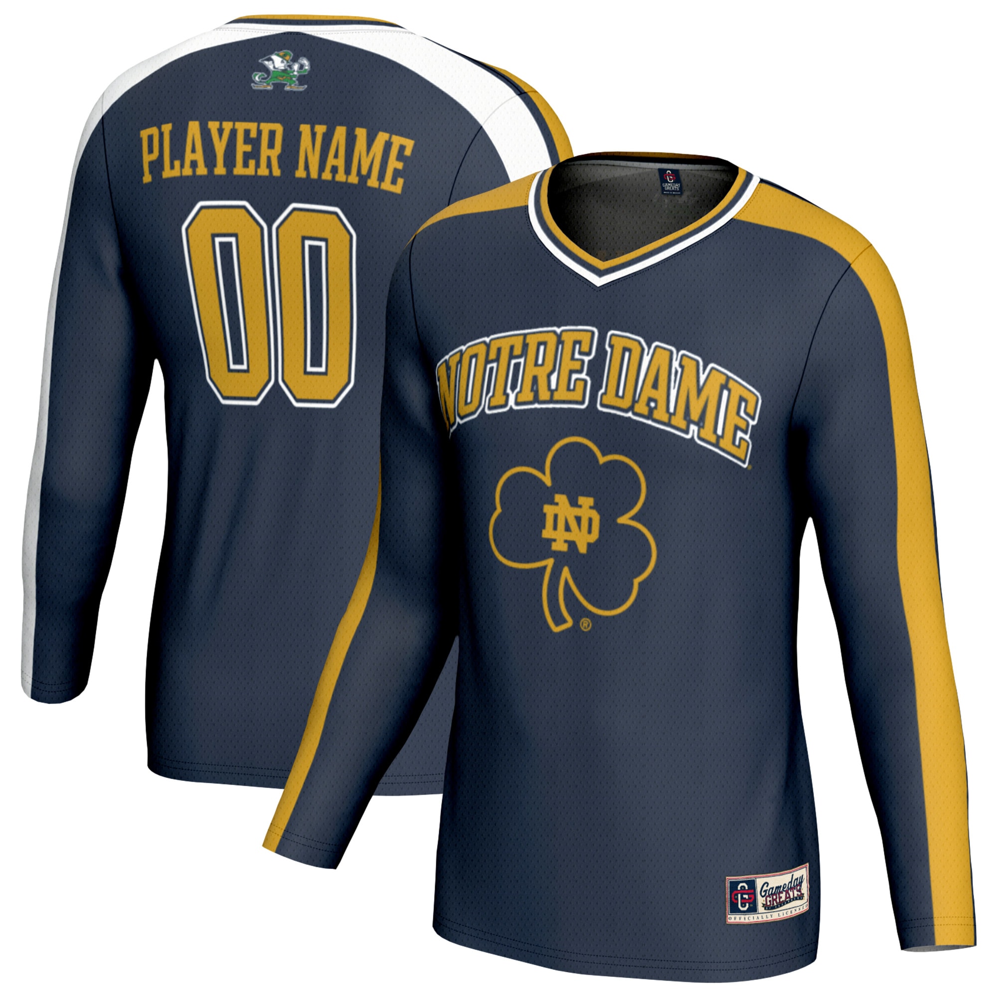 [NJP] Youth Notre Dame Fighting Irish GameDay Greats NIL Pick-A-Player Lightweight Collegiate Volleyball Fashion Jersey - Navy