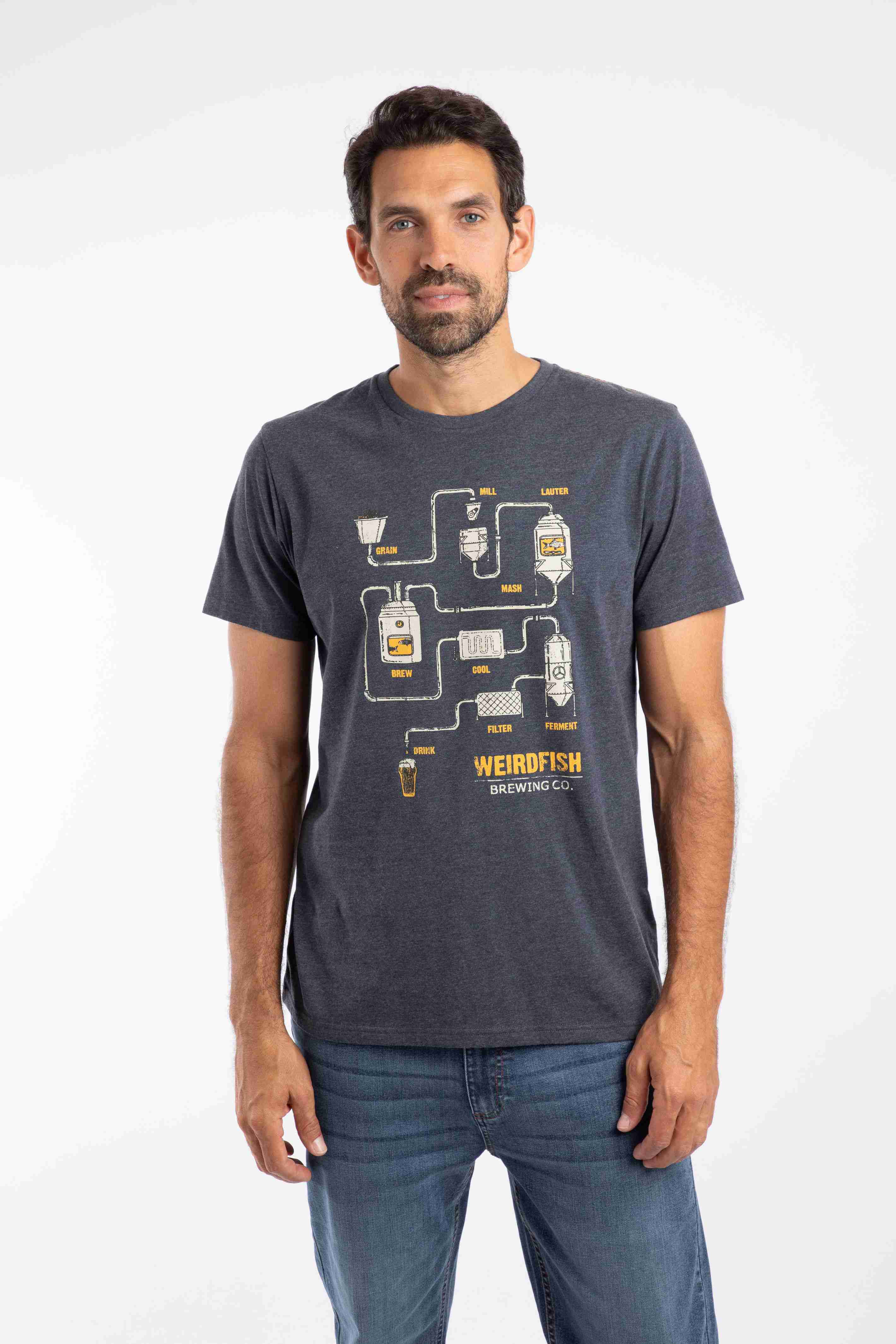 Brewer Front Print Graphic T-Shirt Navy