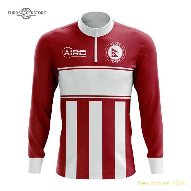 Nepal Concept Football Half Zip Midlayer Top (red-white)