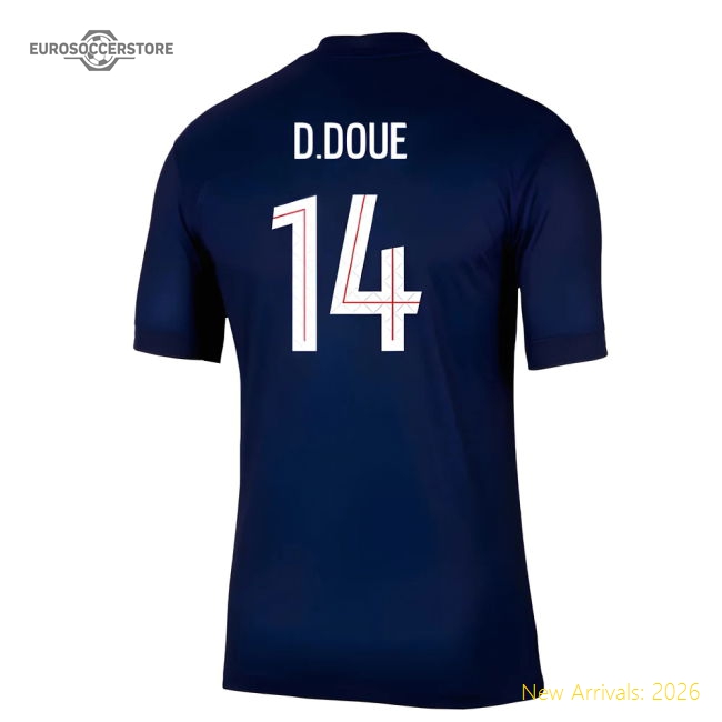 Authentic 2025-2026 Psg Paris Saint Germain Home Shirt (D.Doue 14)
