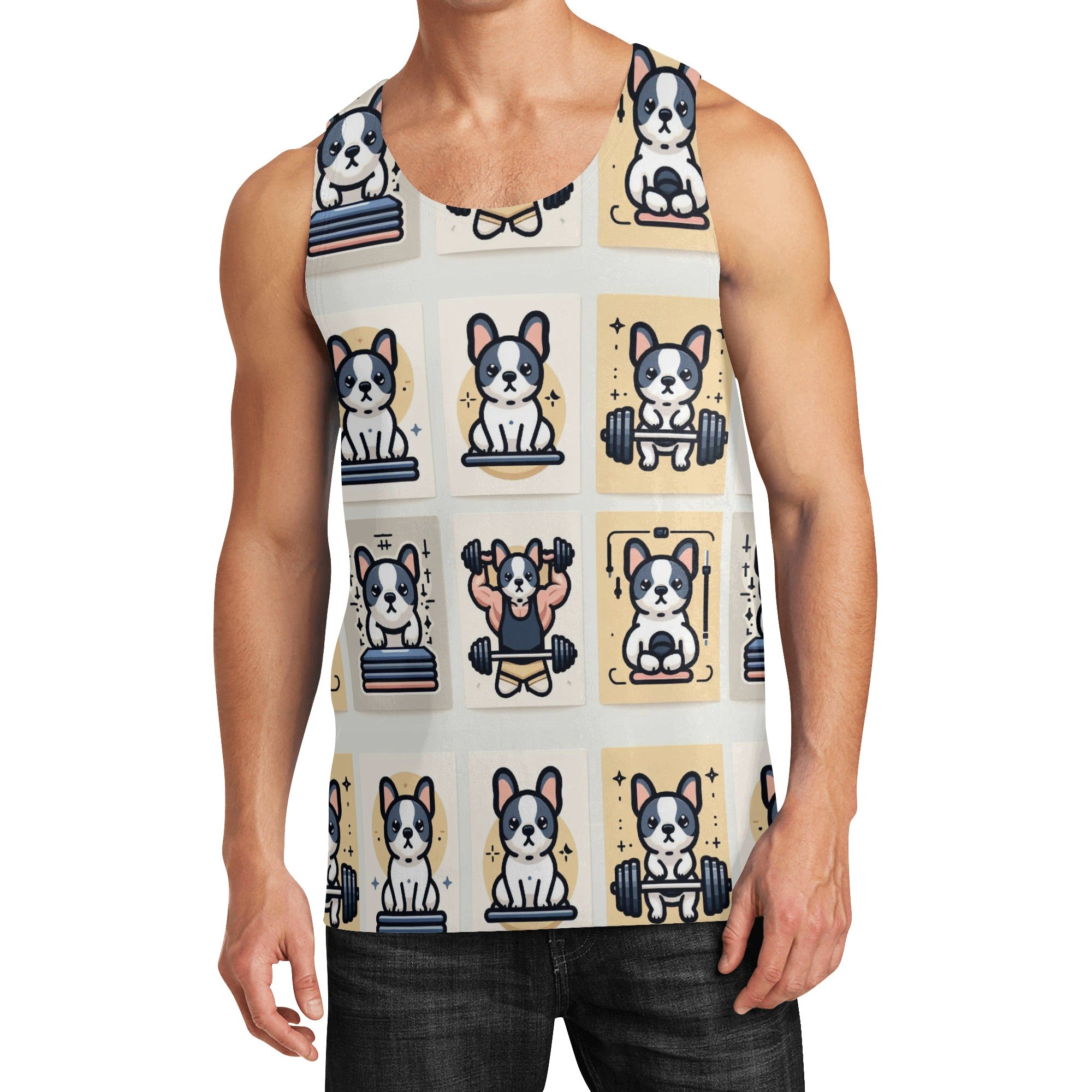 French Bulldog Lover Ace Men Tank Tops Everyday Casual Wear